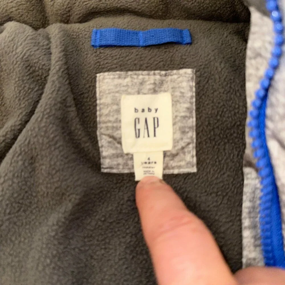 BABY GAP Size 4 Years Toddler GRAY Coat with removeable hood EUC